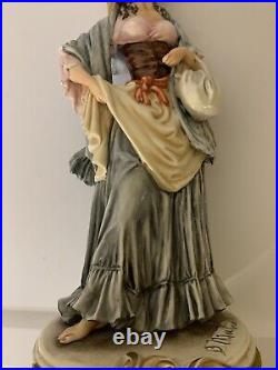 VINTAGE B. MERLI FIGURINE LADY WITH Bag Purse Shawl Head scarf 11 H Capodimonte