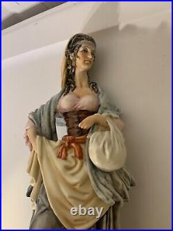 VINTAGE B. MERLI FIGURINE LADY WITH Bag Purse Shawl Head scarf 11 H Capodimonte