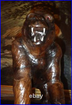 VINTAGE LEATHER GORILLA APE Monkey KING KONG AMAZING DETAIL VERY RARE HAND MADE