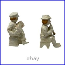 VINTAGE PORCELAIN FIGURINES Boy & Girl Playing Musical Instruments Made in Japan