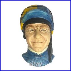 VTG Bosson JOCKEY Head Bust 1990 England Chalkware RARE 1st Edition SPLIT CAP