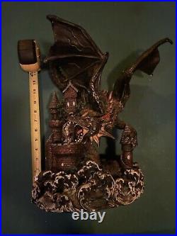 VTG De Capoli Dragon With Castle Statue Collectible Mythical Magical Dragon