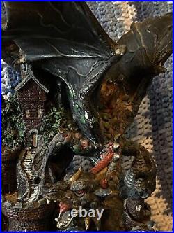 VTG De Capoli Dragon With Castle Statue Collectible Mythical Magical Dragon