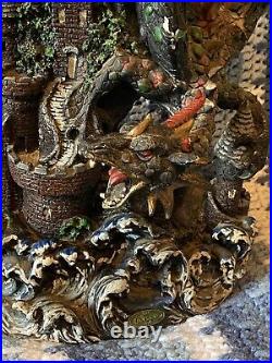 VTG De Capoli Dragon With Castle Statue Collectible Mythical Magical Dragon