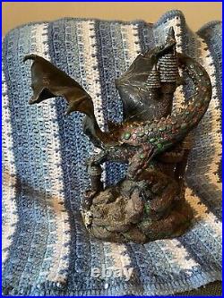 VTG De Capoli Dragon With Castle Statue Collectible Mythical Magical Dragon