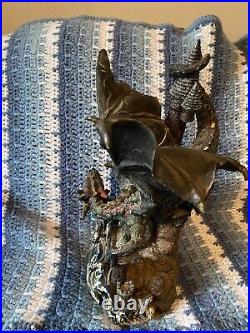 VTG De Capoli Dragon With Castle Statue Collectible Mythical Magical Dragon