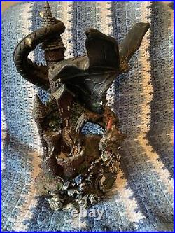 VTG De Capoli Dragon With Castle Statue Collectible Mythical Magical Dragon