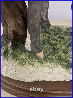 VTG Dear Sculpture Artistiche Hand PaintedMan & Women On Swing Italy ABelcari