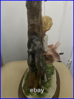 VTG Dear Sculpture Artistiche Hand PaintedMan & Women On Swing Italy ABelcari