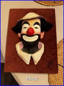 Vincente Paratore Signed 240 Out Of 1000 Painted Burlap Clown Art From 1981