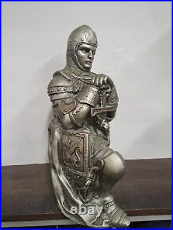 Vintage 1954 Medievil Kneeling Knight Universal Statuary 14 Inches Tall Pls Read