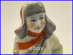 Vintage 1980s USSR Statue Figurine Riga Porcelain Marked Signed Hand Painted Art