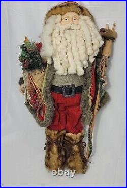 Vintage 32 LODGE SANTA-Porcelain Face/Hands-Wool Clothing-Fur Boots & Trim RARE Vintage 32 LODGE SANTA-Porcelain Face/Hands-Wool Clothing-Fur Boots & Trim RARE