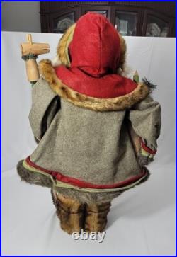 Vintage 32 LODGE SANTA-Porcelain Face/Hands-Wool Clothing-Fur Boots & Trim RARE Vintage 32 LODGE SANTA-Porcelain Face/Hands-Wool Clothing-Fur Boots & Trim RARE