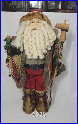 Vintage 32 LODGE SANTA-Porcelain Face/Hands-Wool Clothing-Fur Boots & Trim RARE Vintage 32 LODGE SANTA-Porcelain Face/Hands-Wool Clothing-Fur Boots & Trim RARE