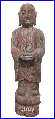 Vintage 48 Wooden Monk Sculpture. No Shipping? Pick Up in South, FL
