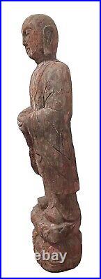 Vintage 48 Wooden Monk Sculpture. No Shipping? Pick Up in South, FL