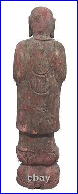 Vintage 48 Wooden Monk Sculpture. No Shipping? Pick Up in South, FL