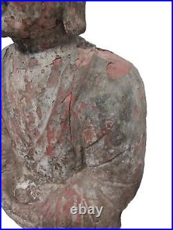 Vintage 48 Wooden Monk Sculpture. No Shipping? Pick Up in South, FL