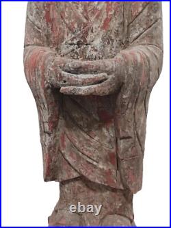 Vintage 48 Wooden Monk Sculpture. No Shipping? Pick Up in South, FL