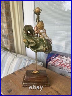 Vintage'96 Girl and Dragon Sculpture Signed Lisa Snellings 15/100 EXCELLENT