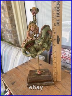 Vintage'96 Girl and Dragon Sculpture Signed Lisa Snellings 15/100 EXCELLENT
