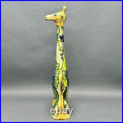 Vintage Anatoly Turov Ceramic Giraffe Statue With Floral Motifs