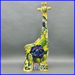 Vintage Anatoly Turov Ceramic Giraffe Statue With Floral Motifs