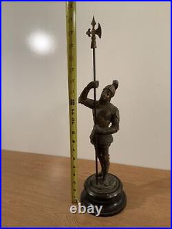 Vintage Antique 19 Cast Metal Spelter Figure Statue Clock Topper Soldier Knight