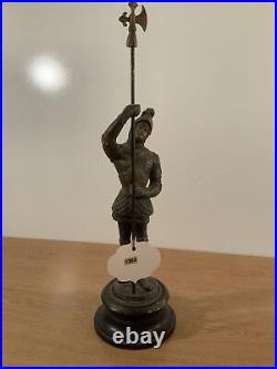 Vintage Antique 19 Cast Metal Spelter Figure Statue Clock Topper Soldier Knight