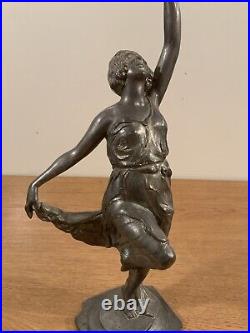 Vintage Antique Cast Metal Spelter Figure Statue Clock Topper Dancer Woman