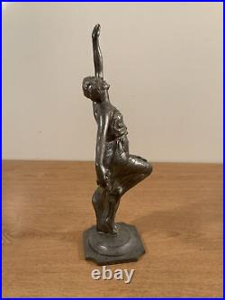 Vintage Antique Cast Metal Spelter Figure Statue Clock Topper Dancer Woman