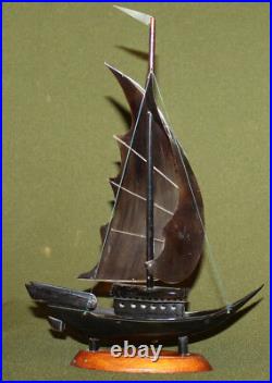 Vintage Asian hand made wood/horn boat statuette