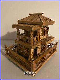 Vintage Bamboo Model House Hand-Made Folk Art
