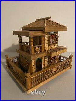 Vintage Bamboo Model House Hand-Made Folk Art