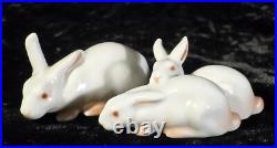 Vintage Bing & Grondahl, B&G Miniature Porcelain White Rabbits Figurines 1874/75