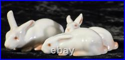 Vintage Bing & Grondahl, B&G Miniature Porcelain White Rabbits Figurines 1874/75