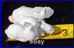 Vintage Bing & Grondahl, B&G Miniature Porcelain White Rabbits Figurines 1874/75