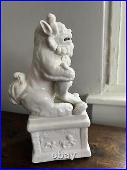 Vintage Blanc De Chine Porcelain Temple Guardian Foo Dog Figurine