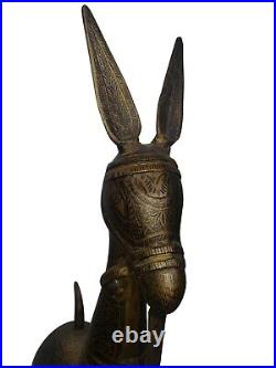 Vintage Brass Llama Figurine Statue Engraved Heavyweight 21