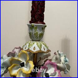 Vintage Capodimonte Porcelain Large Candelabra Flowers