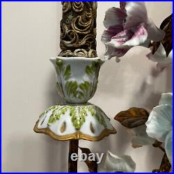 Vintage Capodimonte Porcelain Large Candelabra Flowers