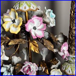 Vintage Capodimonte Porcelain Large Candelabra Flowers