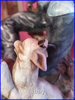 Vintage Capodimonte Porcelain Statue Drunk On Bench With Goat