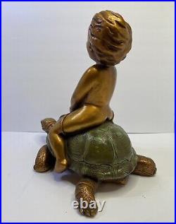 Vintage Child Riding Turtle Progressive Art Products 1967
