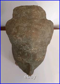 Vintage Clay Bust withWooden Stand Signed LW-Nice Condition 13.5 X 6.5 X 8.5