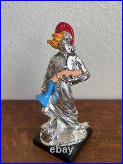 Vintage Clown With A Saxophone Resin Statue Silver Finish