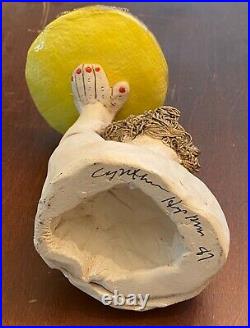 Vintage Cynthia Hipkiss Whimsical Sculpture Lady Signed Very Rare Piece 1987