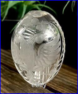 Vintage Double Headed Eagle Crystal Ornamental Egg Russian Glass