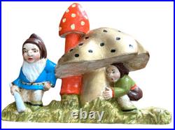 Vintage Garden Gnomes Mushrooms Dwarves Chalkware wall Hanging Deocr Set